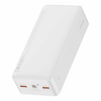 Baseus Bipow Schnelllade-Powerbank 30000mAh 20W weiß (Overseas Edition) + USB-A - Micro-USB-Kabel 0,25m weiß (PPBD050402)