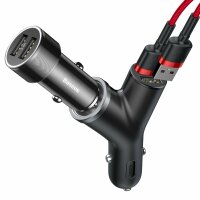 Baseus Y Type Car Charger Auto Ladegerät mit 2x USB und Zigarettenanzünder 3.1A schwarz (CCALL-YX01)