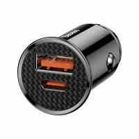 Baseus Circular PPS Smart-Autoladegerät mit USB Quick Charge 4.0 QC 4.0 und USB-C PD 3.0 SCP-Anschlüssen schwarz (CCALL-YS01)