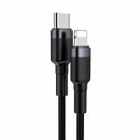 Baseus Cafule Cable durabel Kabel mit Nylon geflochtenes Ladekabel USB Type C PD / Lightning 18W QC3.0 1M schwarz-grau (CATLKLF-G1)