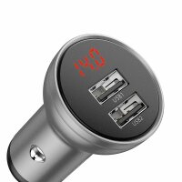 Baseus Autoladegerät 2x USB 4.8A 24W mit LCD silber (CCBX-0S)