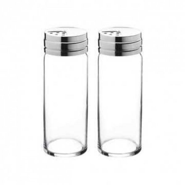 Pasabahce Basic 2er Gewürzstreuer-Set Salz- Pfefferspender aus Glas und Edelstahl 160 ml