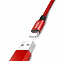 Baseus Yiven USB / Lightning Ladekabel Datenkabel Textilkabel Gewebekabel 1,8M rot (CALYW-A09)