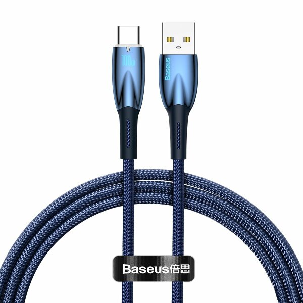 Baseus Glimmer Series Schnellladekabel USB-A – USB-C 100 W 480 Mbit/s 1 m blau