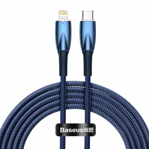 Baseus Glimmer Series Schnellladekabel USB-C – Lightning 20 W 480 Mbit/s 2 m blau