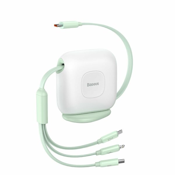 Baseus Traction Series 3-in-1 einziehbares Kabel USB Typ C - Micro USB / USB Typ C / Lightning Power Delivery 100W 1,7m grün (CAQY000006)