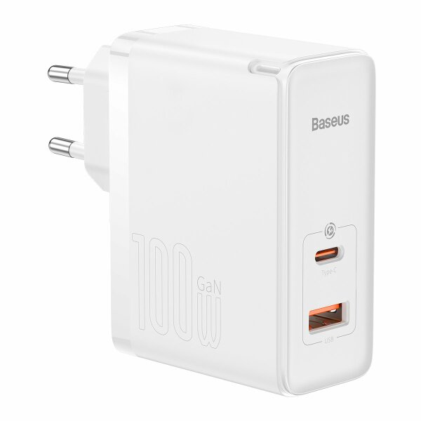 Baseus GaN5 Pro schnelles universelles Wandladegerät GaN USB Typ C / USB 100W PD3.0, QC4.0+, AFC weiß (CCGP090202)