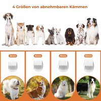 Katio Kadio Hundeschermaschine mit Tierhaar Staubsauger, Profi Haustierpflegeset mit 8 Tierpflegewerkzeugen Grau