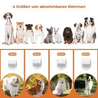 Katio Kadio Hundeschermaschine mit Tierhaar Staubsauger, Profi Haustierpflegeset mit 8 Tierpflegewerkzeugen Gelb