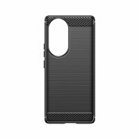 Carbon Case kompatibel mit HONOR 90 LITE flexible Silikon-Carbon-Hülle schwarz