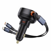 Baseus Enjoyment USB-C-Autoladegerät mit USB-C/ iPhone -60-W-Kabel – Schwarz