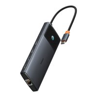 HUB 10in1 Baseus Metal Gleam Series USB-C zu USB-C PD / USB-C / 3x USB-A / 2x HDMI / RJ-45 / SD / TF - Schwarz