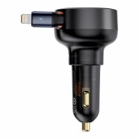 Baseus Enjoyment Pro USB-C (weiblich) / Lightning (männlich) 60W Autoladegerät - Schwarz