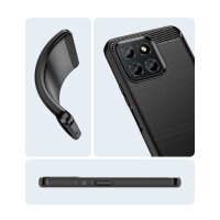 Carbon Case Hülle kompatibel mit HONOR 90 LITE flexible Silikon Carbon Hülle schwarz