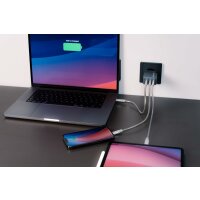 Verbatim GaN Charger 65 W, 3 Ports USB-C Ladegerät, Power Adapter mit 2 x USB-C und 1 x USB-A, Schnellladegerät als Mehrfachstecker