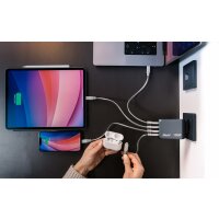 Verbatim GaN Charger 100 W, 4 Ports USB-C Ladegerät, Power Adapter mit 3 x USB-C und 1 x USB-A, Schnellladegerät als Mehrfachstecker