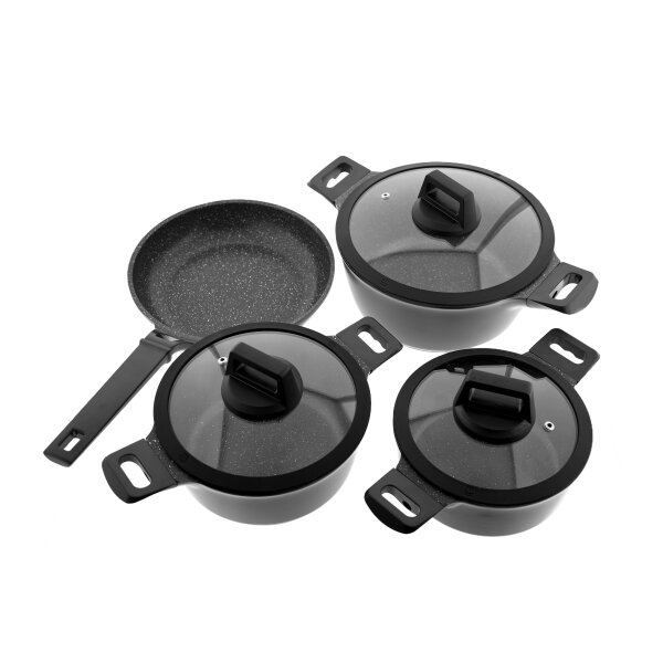 Kochgeschirr Set 7tlg Topfset Koch-/Braten-Topf-Set Induktion Kochtopfset Aluminium