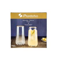 Pasabahce 420695 Nova Trinkglas Set 4-teilig mit elegantem Goldrand - 360 ml Cocktailgläser Saftglas