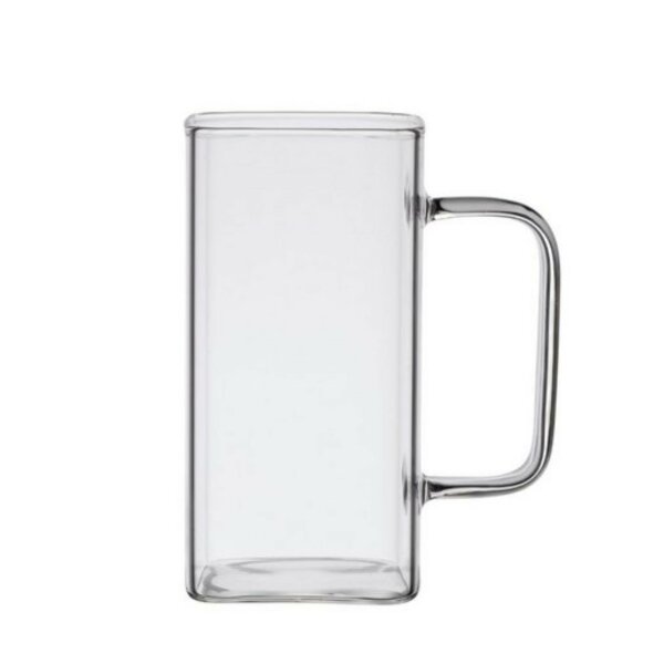 Zoha Latte-Macchiato-Glas Square 2er Set Henkelglas Cocktail 350 ml Heißgetränke Kaffeeglas, Borosilikatglas, Hitzebeständig Latte Macchiato Glas Eiskaffeegläser