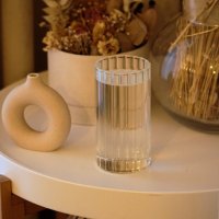 Zoha Glas 2er Set Stripe Riffel Glas, Glas, Hitzebeständig 400ml