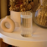 Zoha Glas 12er Set Stripe Riffel Glas, Glas, Hitzebeständig 400ml
