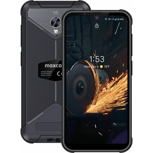 Maxcom Smartphone Handy MS572 4G, 5,7 Display, 4100 mAh Akku, 13 + 5 Mpx Kamera, wasserdicht, Android 9, 3+32 GB Speicher, NFC