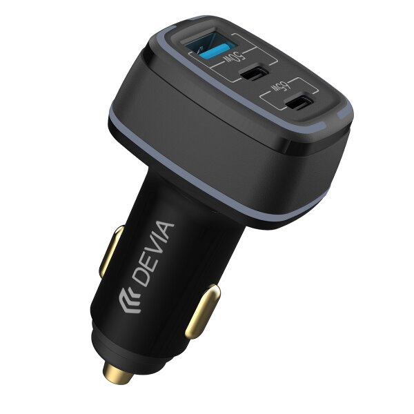 Devia Autoladegerät 115W Schnellladegerät 2x USB-C 1x USB schwarz