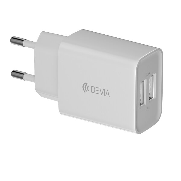 Devia Wandladegerät Weiß 2,4A 2x USB - Buchsen Ladegerät 5V