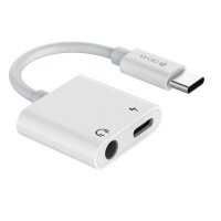 Devia Adapter Smart USB-C - USB-C (Anschluss) + Klinke 3,5mm (Anschluss) weiß