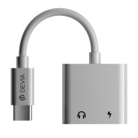 Devia Adapter Smart USB-C - USB-C (Anschluss) + Klinke 3,5mm (Anschluss) weiß