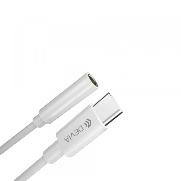 Devia Adapter Smart USB-C - Klinke 3,5mm weiß unterstützt Anrufe und Musikwiedergabe