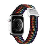 Armband (Version Mixture II) Apple Watch SE-Armband, 9, 8, 7, 6, 5, 4, 3, 2, 1 (41, 40, 38 mm), geflochtenes Band mit dunklen Streifen