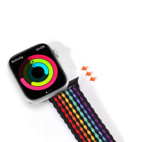 Armband (Version Mixture II) Apple Watch SE-Armband, 9, 8, 7, 6, 5, 4, 3, 2, 1 (41, 40, 38 mm), geflochtenes Band mit dunklen Streifen