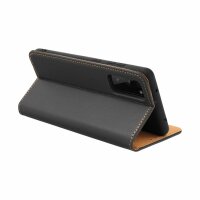 Smart Pro Echt Leder Hülle Tasche kompatibel mit Xiaomi Redmi 13c Schwarz