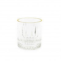 Almina Elisa 6 Tlg. Trinkgläser-Set Wasserglas mit Goldumrandung und Riffle Design 330 ml