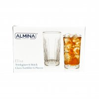 Almina Elisa 6 Tlg. Trinkgläser-Set Longdrinkgläser mit Riffle Design 300 ml