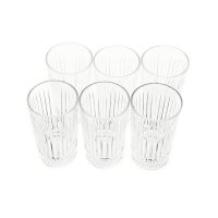 Almina Elisa 6 Tlg. Trinkgläser-Set Longdrinkgläser mit Riffle Design 300 ml