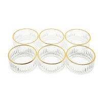 Almina Elisa 6 Tlg. Glasschalen-Set mit Riffle Design Goldumrandung 300 ml