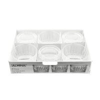 Almina Elisa 6 Teiliges Glasschalen-Set mit Riffle Design 280 ml Transparent