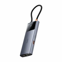 USB-HUB 6in1 Baseus Metal Gleam Series II USB-A/USB-C/USB-C PD/HDMI/RJ45 – schwarz