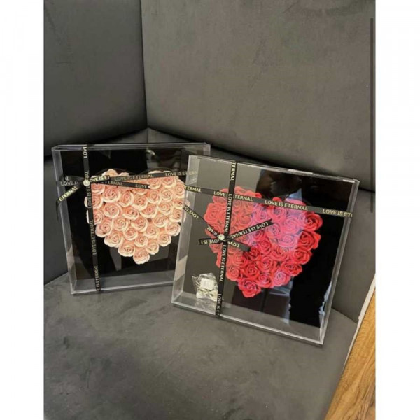 Herz aus Rosen mit LED-Licht 30×30×10cm Rot Box
