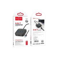 HOCO HUB-Adapter 4in1 USB auf USB3.0*3+RJ45 100 Mbit/s...