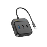 HOCO HUB-Adapter 6in1 Typ C für HDTV+RJ45+USB3.0+USB2.0*2+PD100W 0,2m HB37 schwarz