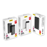Dudao Powerbank mit 3 eingebauten Kabeln 20000mAh kompatibel mit iPhone + Micro-USB + USB-C schwarz