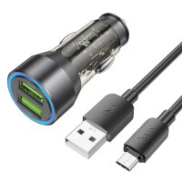 HOCO Autoladegerät 2 x USB QC 18W + USB-Kabel...