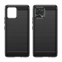 Carbon Case Hülle kompatibel mit Nokia C12 flexible Silikon Carbon Hülle schwarz