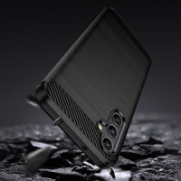 Carbon Case Hülle kompatibel mit Nokia C12 flexible Silikon Carbon Hülle schwarz