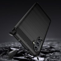 Carbon Case Hülle kompatibel mit Nokia C32 flexible Silikon Carbon Hülle schwarz