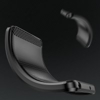 Carbon Case kompatibel mit Motorola Moto G14 flexible Silikon-Carbon-Hülle schwarz