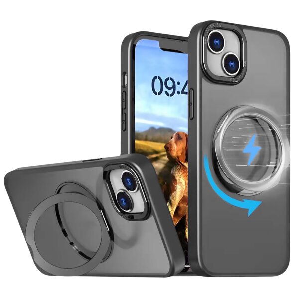 Mag Ring Rotating case kompatibel mit iPhone 14 Pro Max 6,7" Schwarz